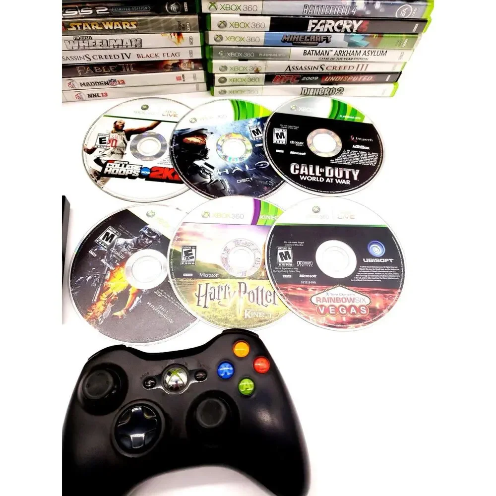 Microsoft Xbox 360 S Console - Black (1439) 250GB Drive & 34 Games SYSTEM WORKS